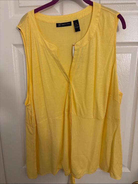 INC International Concepts Tops - INC International Concepts Bright Yellow Sleeveless V-Neck Tunic with Hem Tie